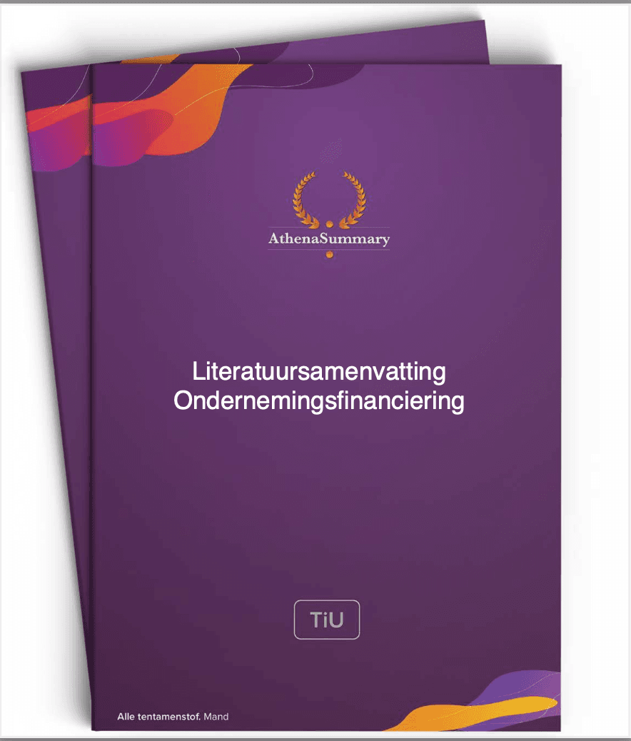 Ondernemingsfinanciering - Literatuursamenvatting