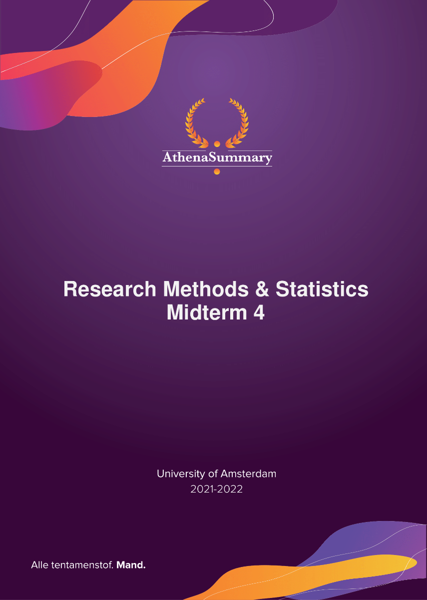 Literature Summary - Research Methods & Statistics - Midterm 4