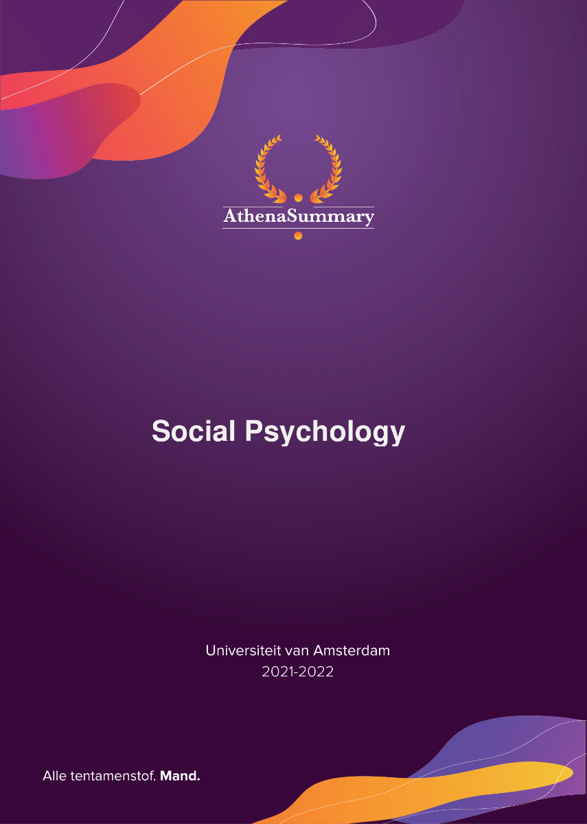 Literature Summary - Social Psychology - Midterm 2