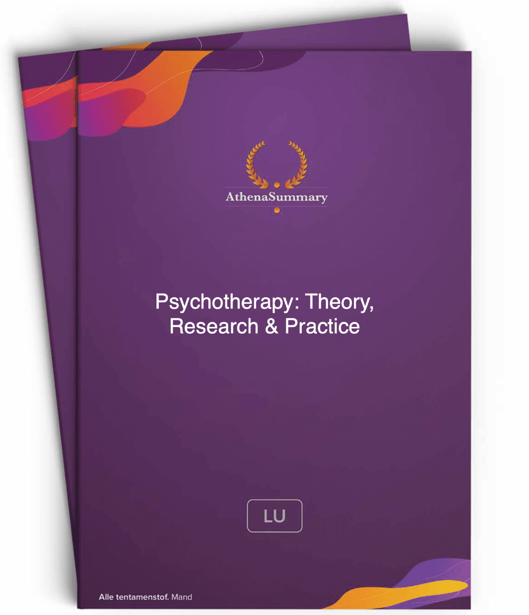 Literature Summary - Psychotherapy: Theory, Research & Practice