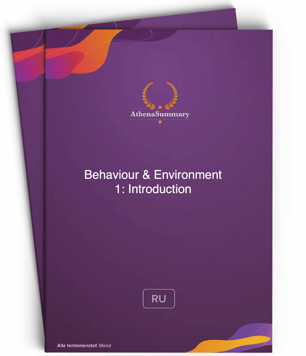 Literature summary - Behaviour & Environment 1: Introduction [2022-2023]