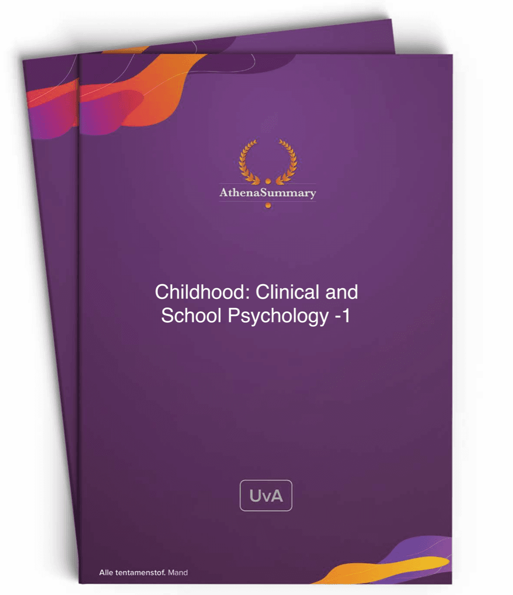 Literature Summary: Childhood: Clinical and School Psychology -1