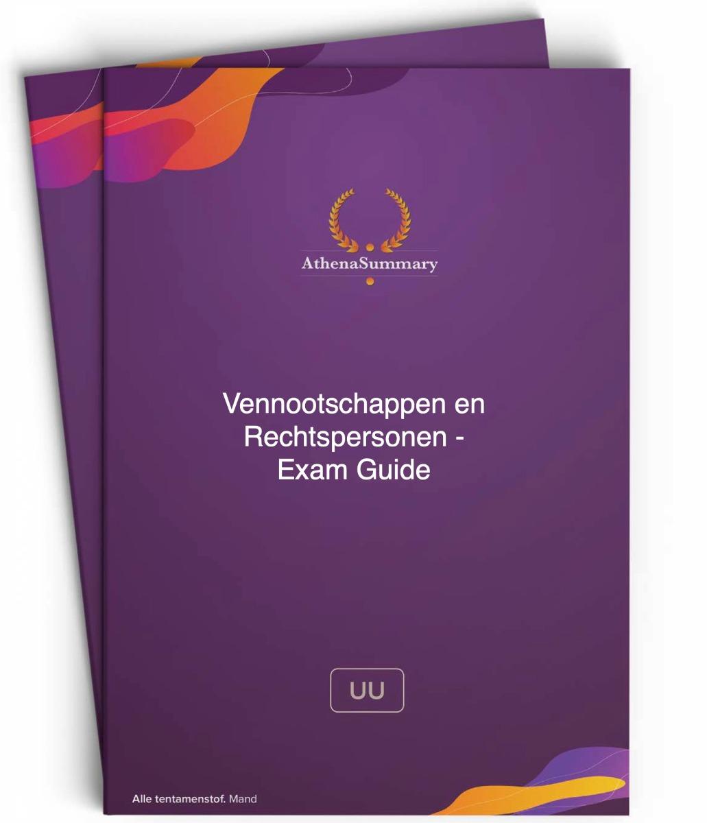 Exam Guide - Vennootschappen en Rechtspersonen