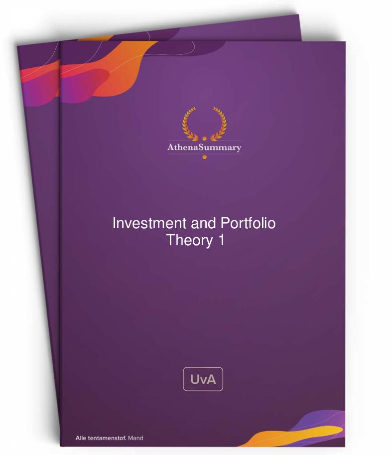 Literature Summary: Investment and Portfolio Theory 1