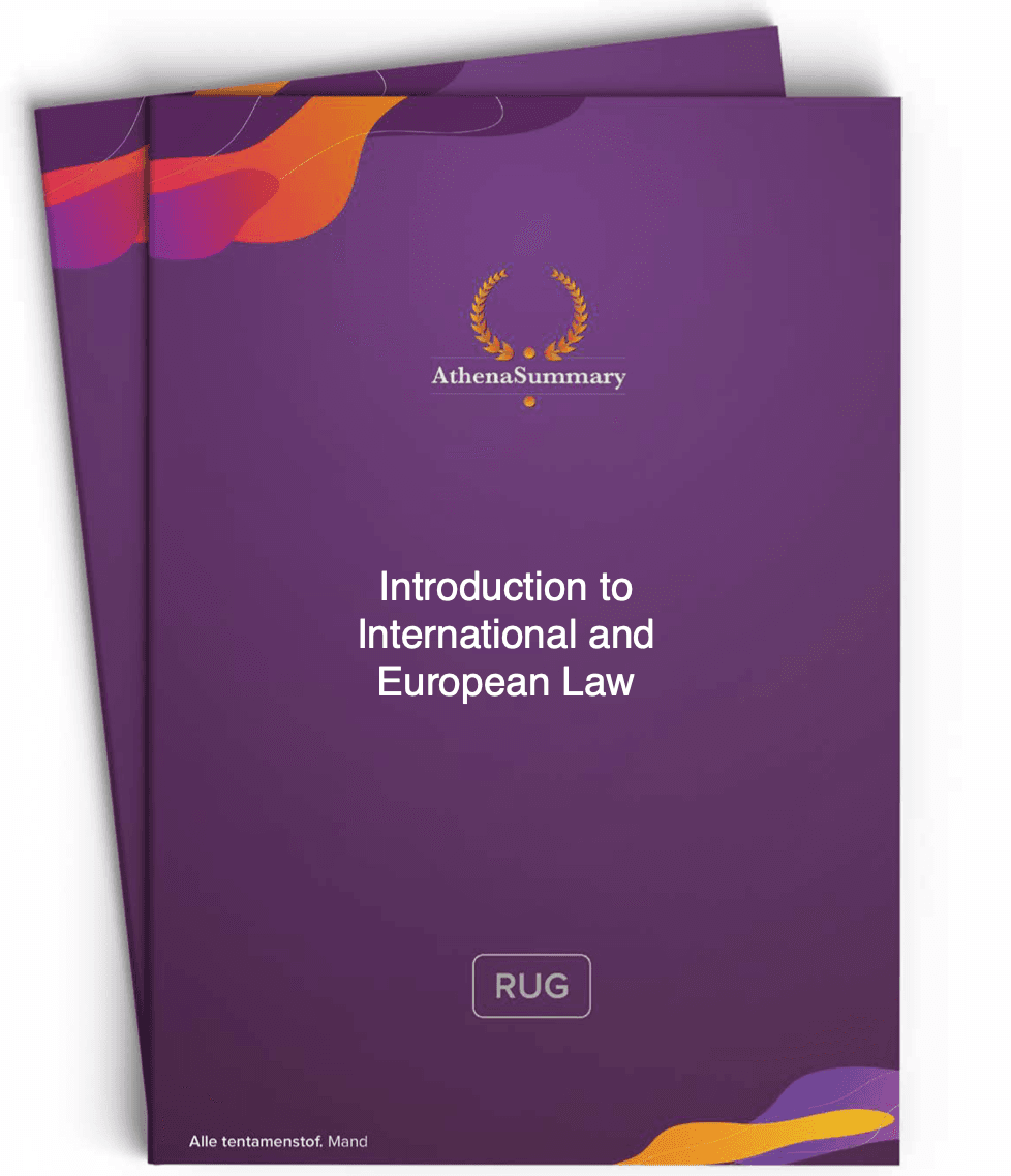 Lecture Summary Introduction to International and European Law