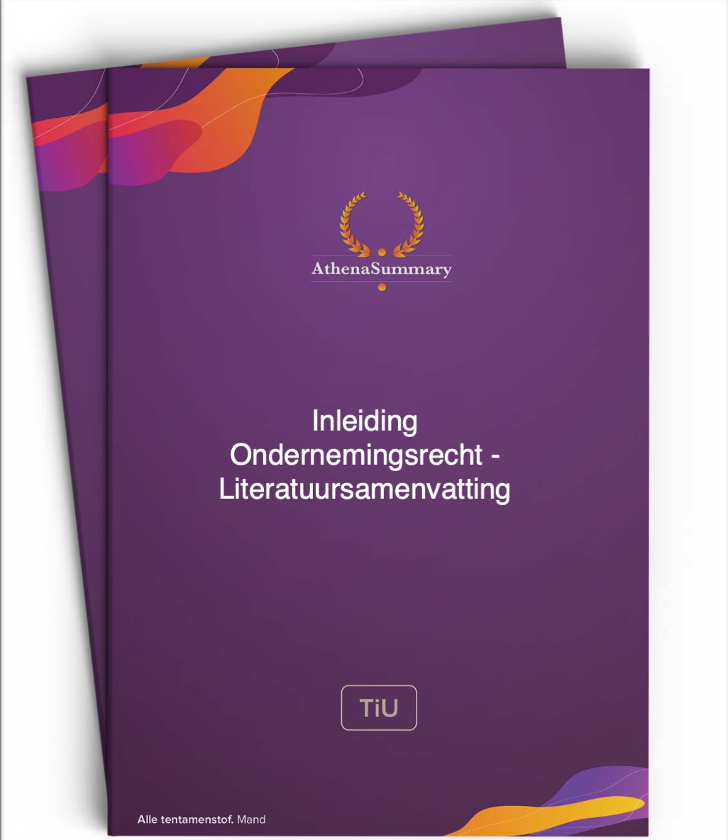 Inleiding Ondernemingsrecht - Literatuursamenvatting