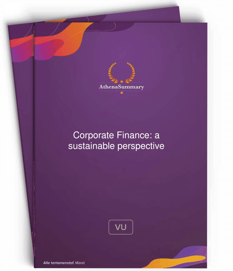 Corporate Finance: a sustainable perspective - Summary